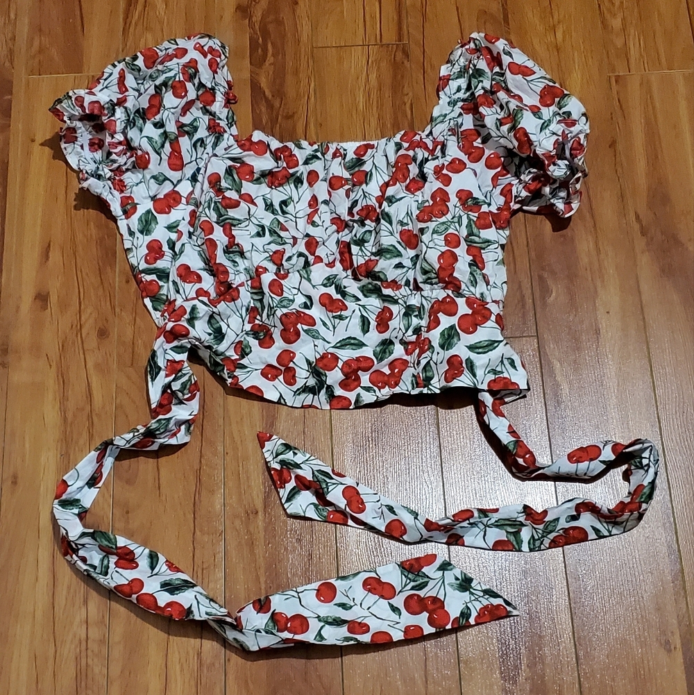 Cherry Cropped Blouse